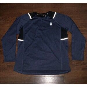 Spyder Sweatshirt Mens Large Blue Black Active ProWeb Fleece Lined Style 1437823